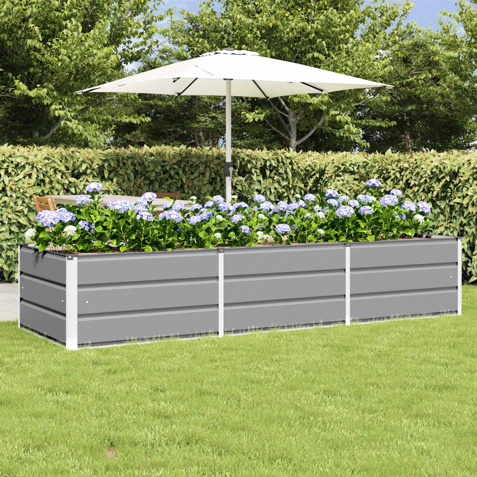 vidaXL Planter Light Grey 240 x 80 x 45 cm Steel 1