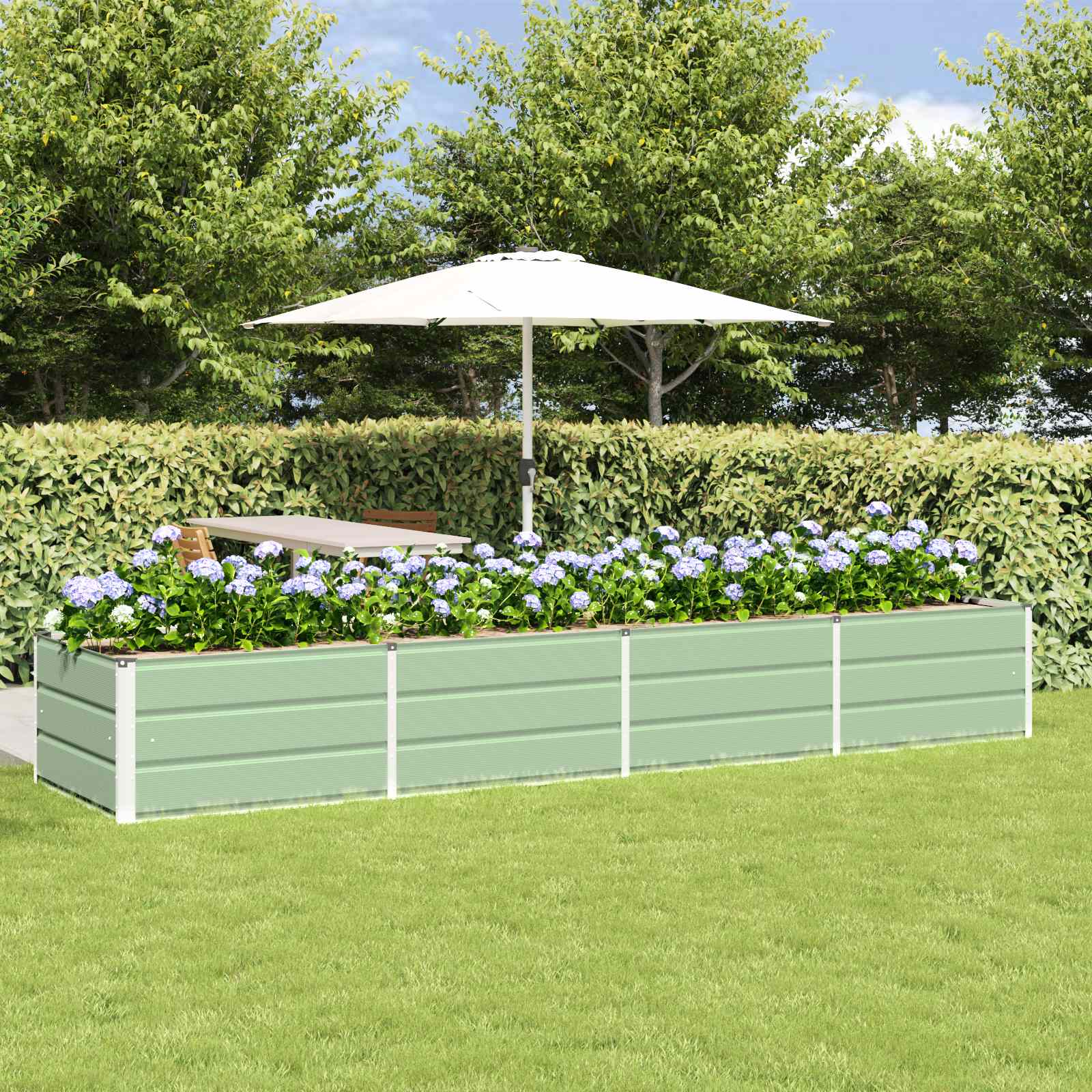Planter 160 x 80 x Steel Height 45 cm Green 320 cm