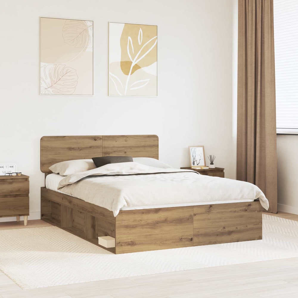 Bed Frame Solid Pine Wood Artisan oak