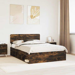 Bed Frame Solid Pine Wood Smoked oak