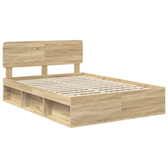 Bed Frame 140 x 190 cm Solid Pine Wood Sonoma oak