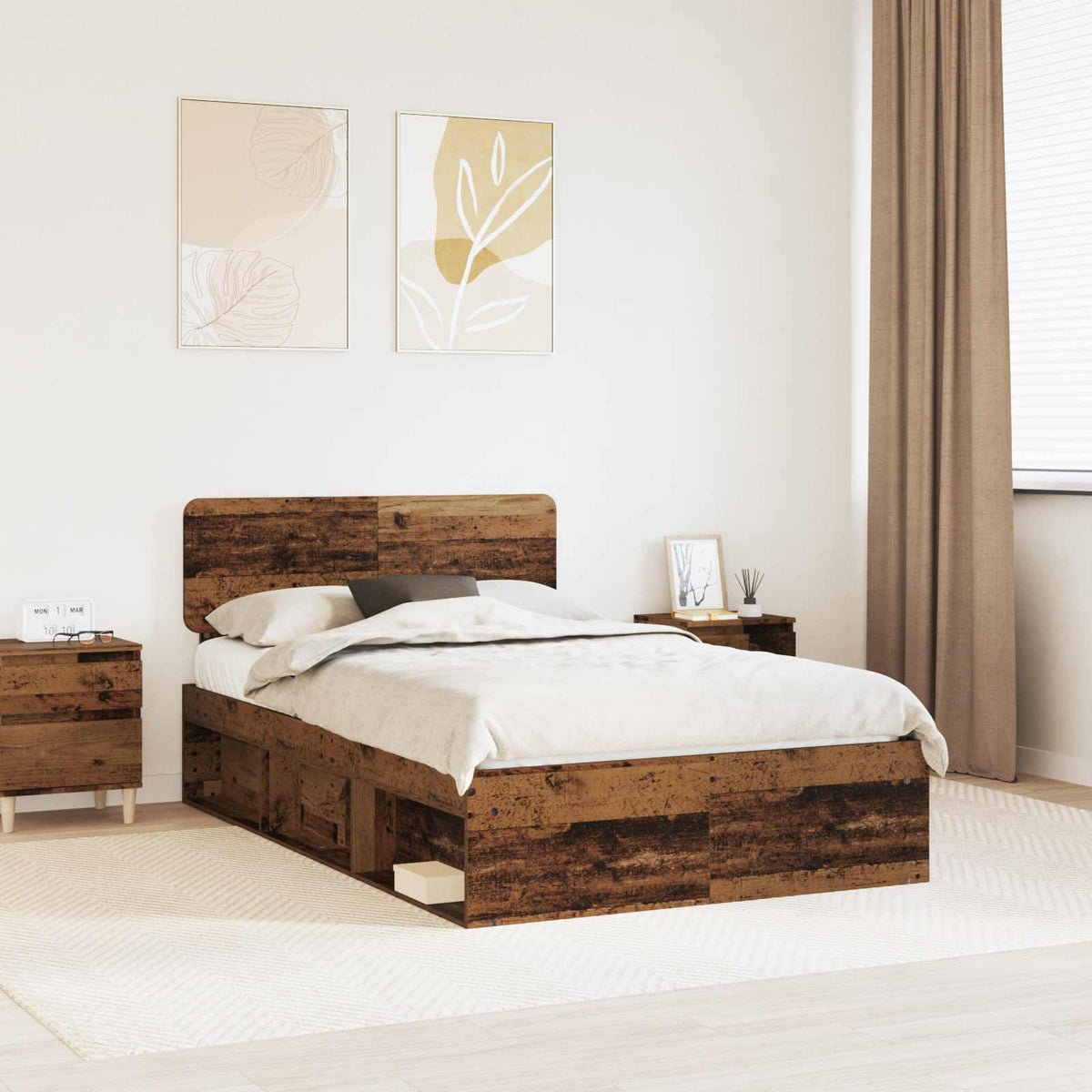 Bed Frame Solid Pine Wood Old
