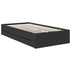 Bed Frame Drawer Wood Length Black