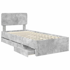 Bed Frame Engineered Wood Length 200 cm Concrete Grey 90 cm
