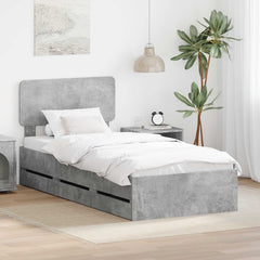 Bed Frame with Drawer Engineered Wood Length 190 cm Concrete grey 75 cm
