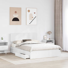 Storage Bed with Drawer Engineered Wood Length 190 cm White 140 cm