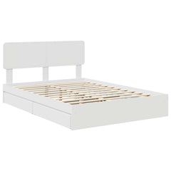 Storage Bed with Drawer Engineered Wood Length 190 cm White 140 cm
