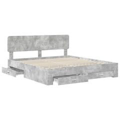 Bed Frame Engineered Wood Length 200 cm Concrete Grey 200 cm
