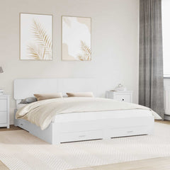 Bed Frame with Drawer Engineered Wood Length 200 cm White 180 cm