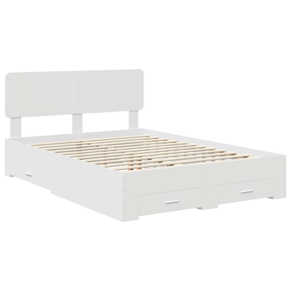 Bed Frame Drawer Engineered Wood White