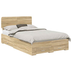 Bed Frame with Drawer 135 x 190 cm Engineered Wood Sonoma oak