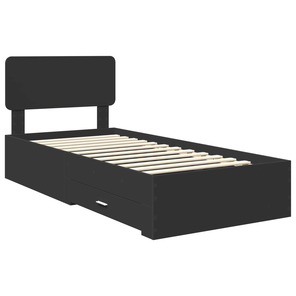 vidaXL Bed Frame with Drawer Black 100 x 200 cm Engineered Wood 4