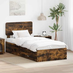 Bed Frame Drawer Engineered Wood Smoked oak