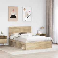 Bed Frame 140 x 200 cm Solid Pine Wood Sonoma oak
