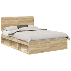 Bed Frame 140 x 200 cm Solid Pine Wood Sonoma oak