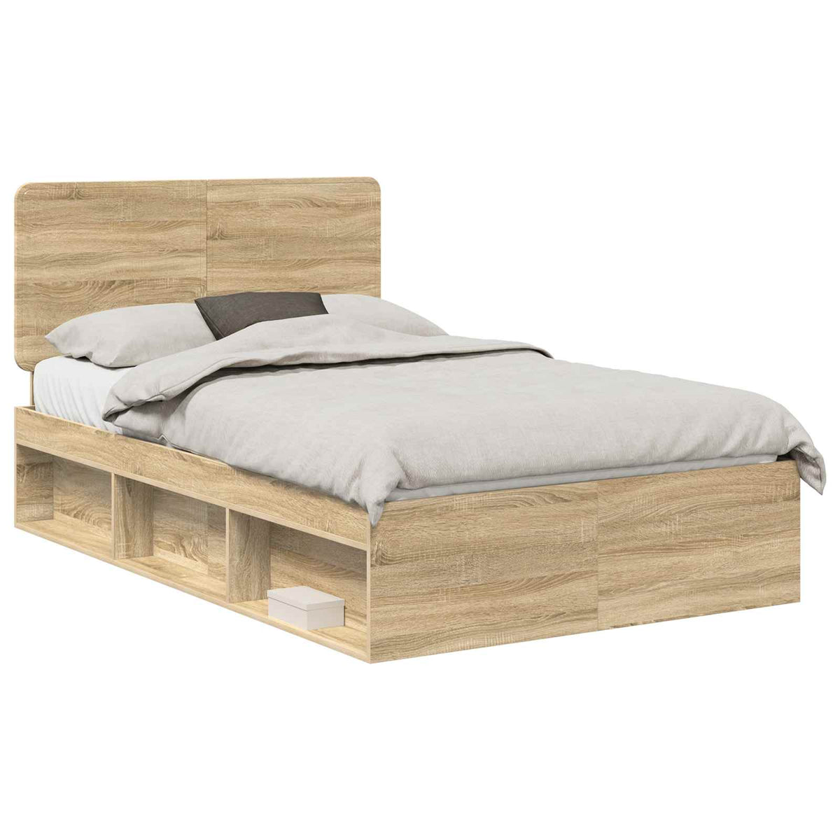 Bed Frame 120 x 190 cm Solid Pine Wood Sonoma oak