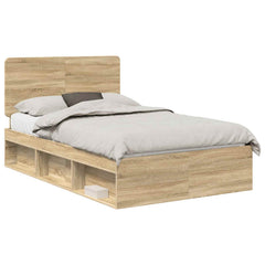Bed Frame 120 x 190 cm Solid Pine Wood Sonoma oak