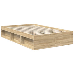 Bed Frame 120 x 190 cm Solid Pine Wood Sonoma oak