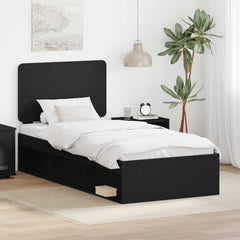 Bed Frame with Headboard 75 x 190 cm Solid Pine Wood Black