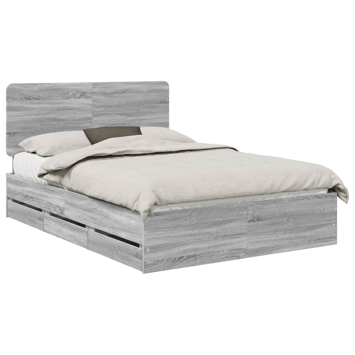 Bed Frame with Drawer Engineer Wood Length 200 cm Grey Sonoma 160 cm