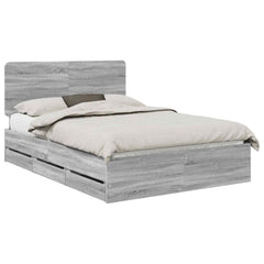 Bed Frame with Drawer Engineer Wood Length 200 cm Grey Sonoma 160 cm