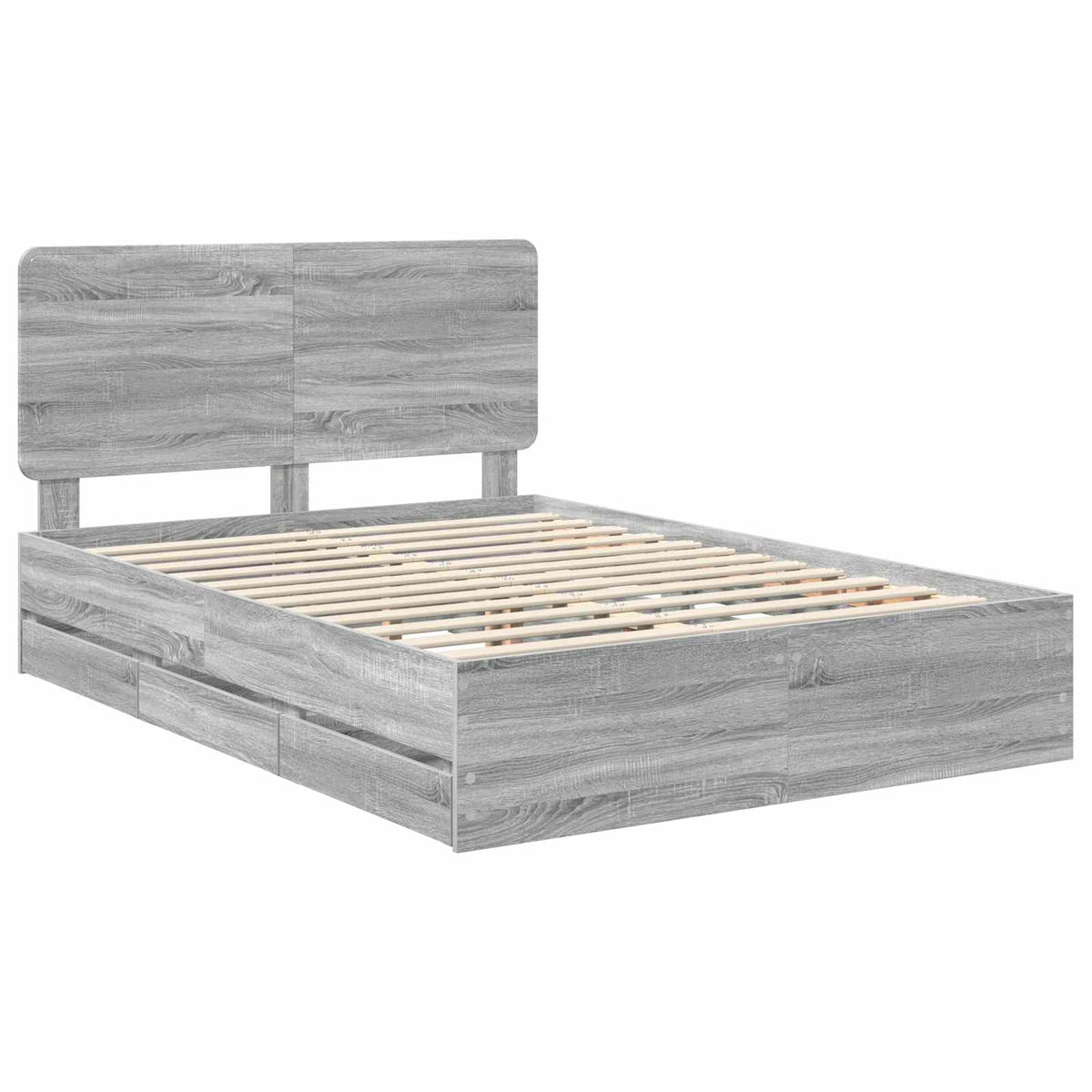 Bed Frame with Drawer Engineer Wood Length 200 cm Grey Sonoma 160 cm