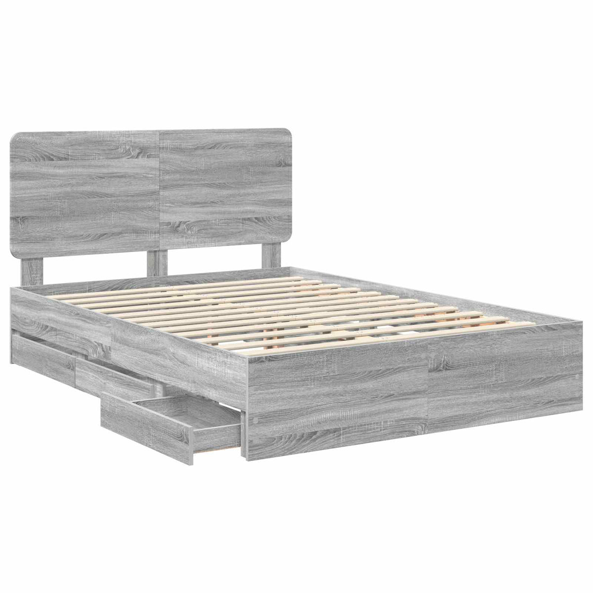Bed Frame with Drawer Engineer Wood Length 200 cm Grey Sonoma 160 cm
