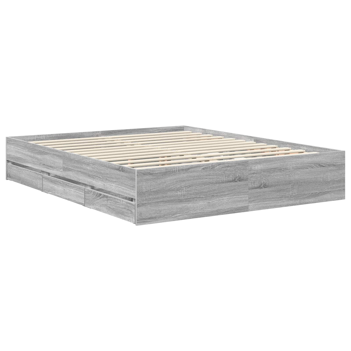 Bed Frame with Drawer Engineer Wood Length 200 cm Grey Sonoma 160 cm