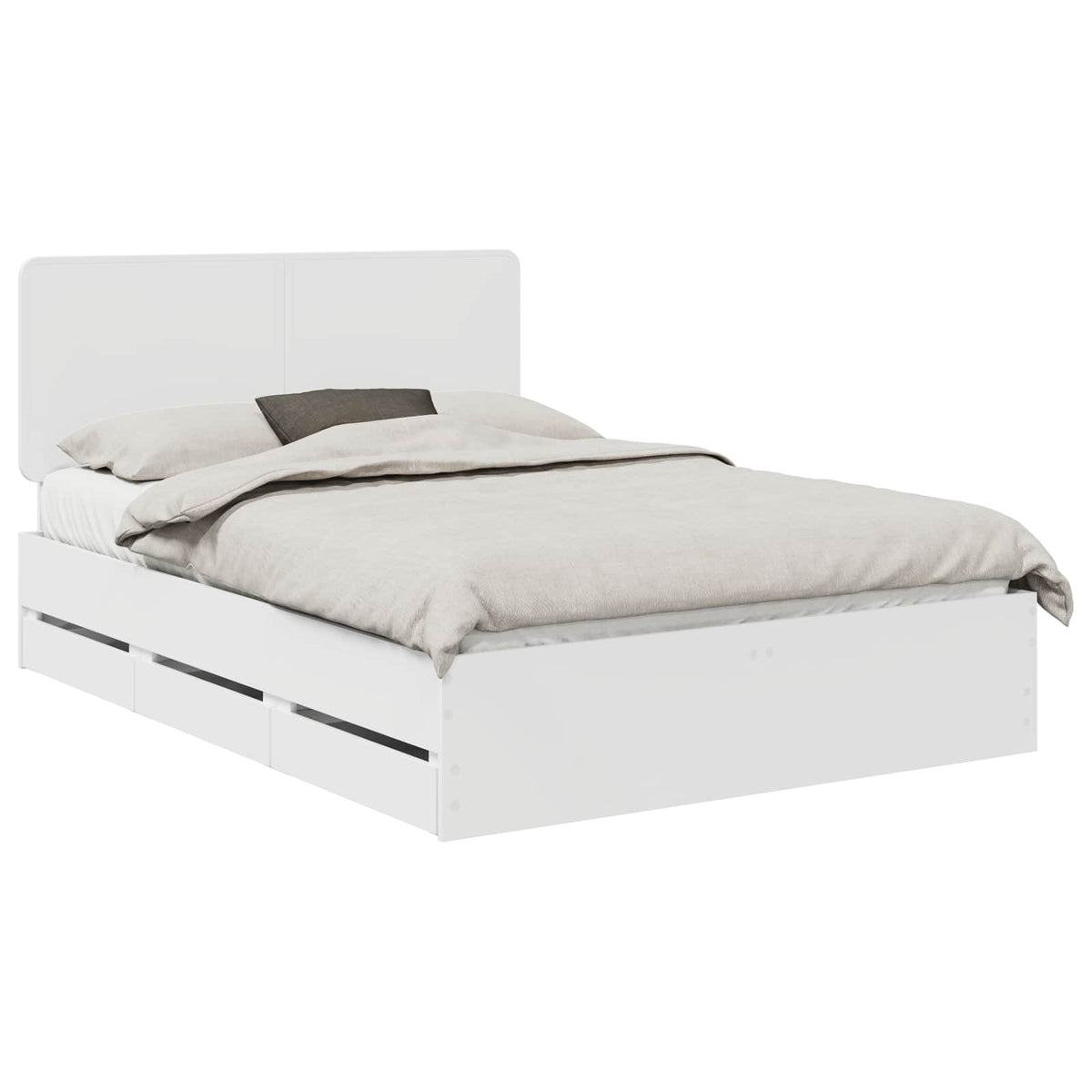 Bed Frame with Drawer 140 x 190 cm Engineer Wood White