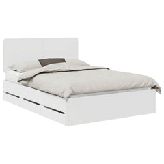 Bed Frame with Drawer 140 x 190 cm Engineer Wood White