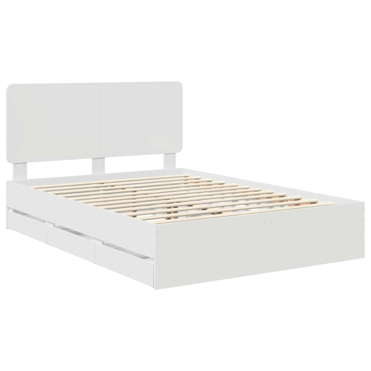Bed Frame with Drawer 140 x 190 cm Engineer Wood White