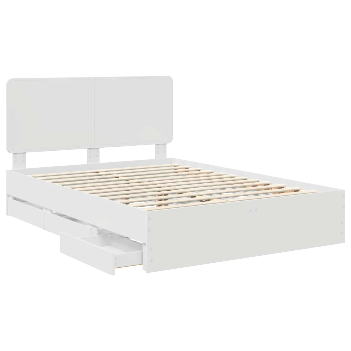 Bed Frame with Drawer 140 x 190 cm Engineer Wood White