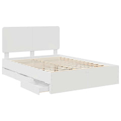 Bed Frame with Drawer 140 x 190 cm Engineer Wood White