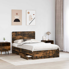 Bed Frame Drawer Engineer Wood Smoked Oak
