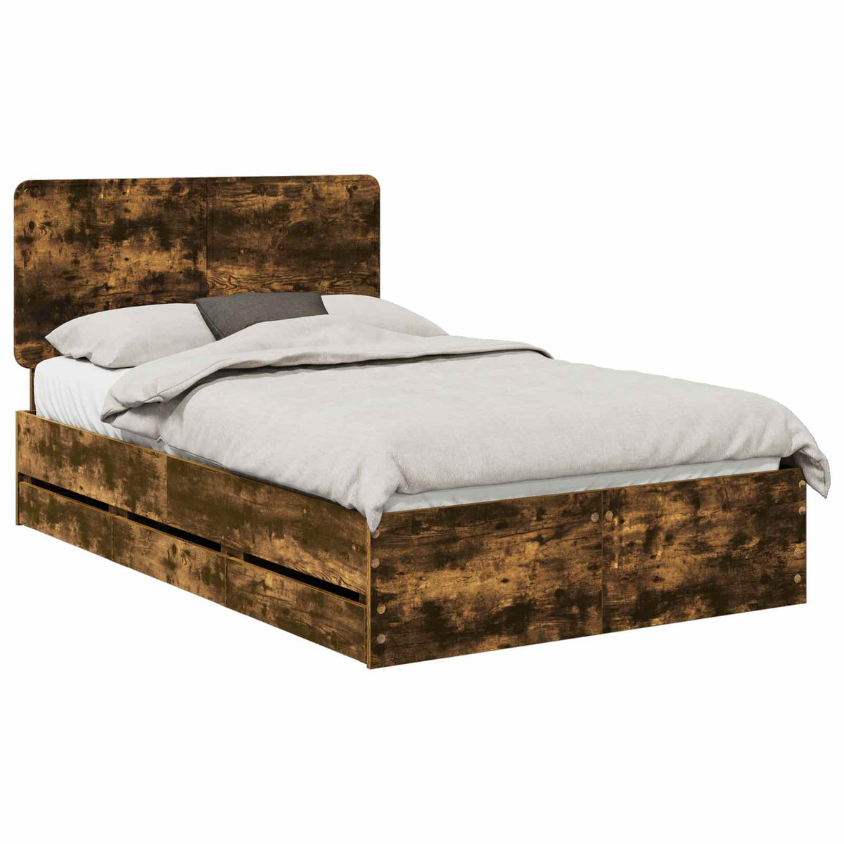 Bed Frame Drawer Engineer Wood Smoked Oak