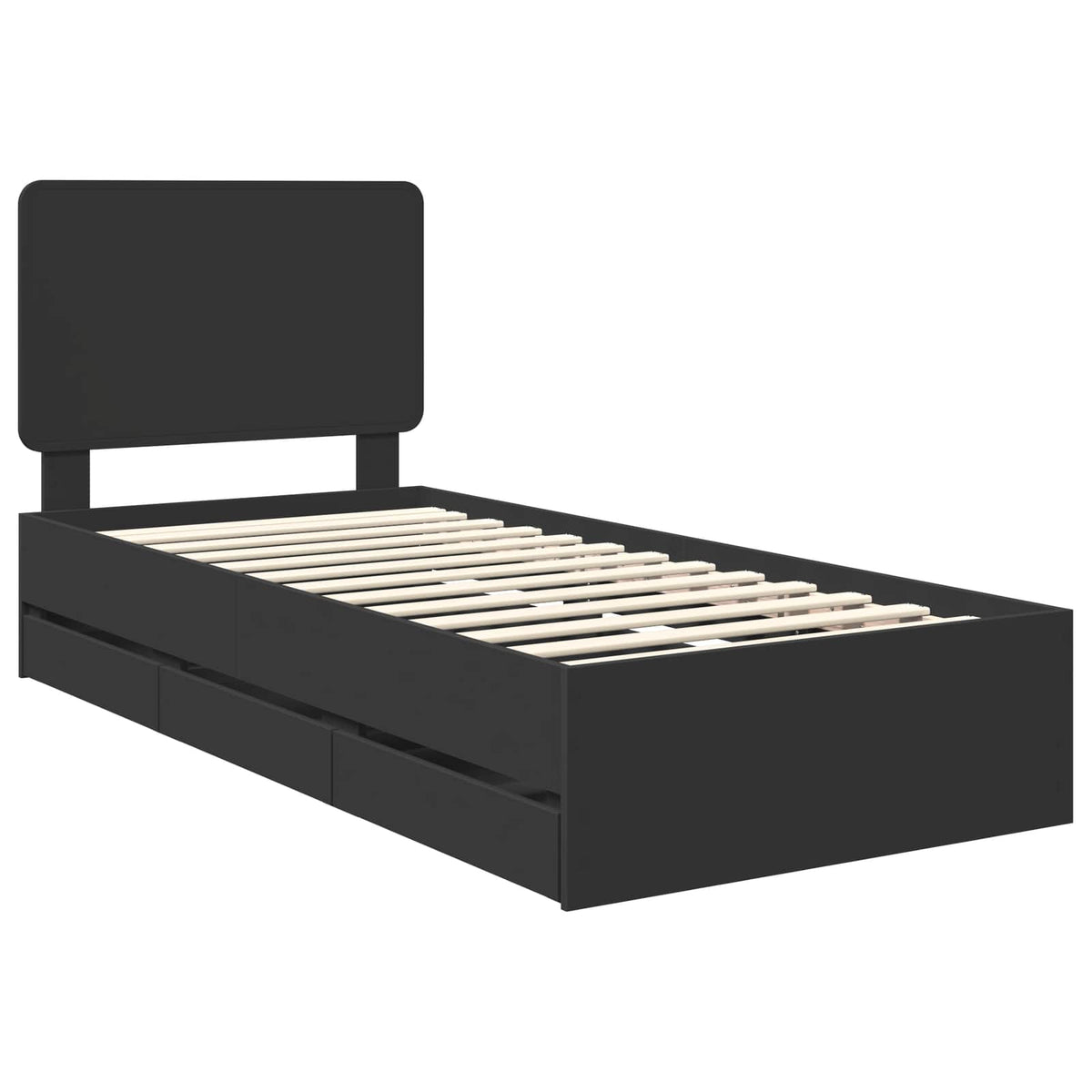Bed Frame with Drawer Engineer Wood Length 200 cm Black 100 cm