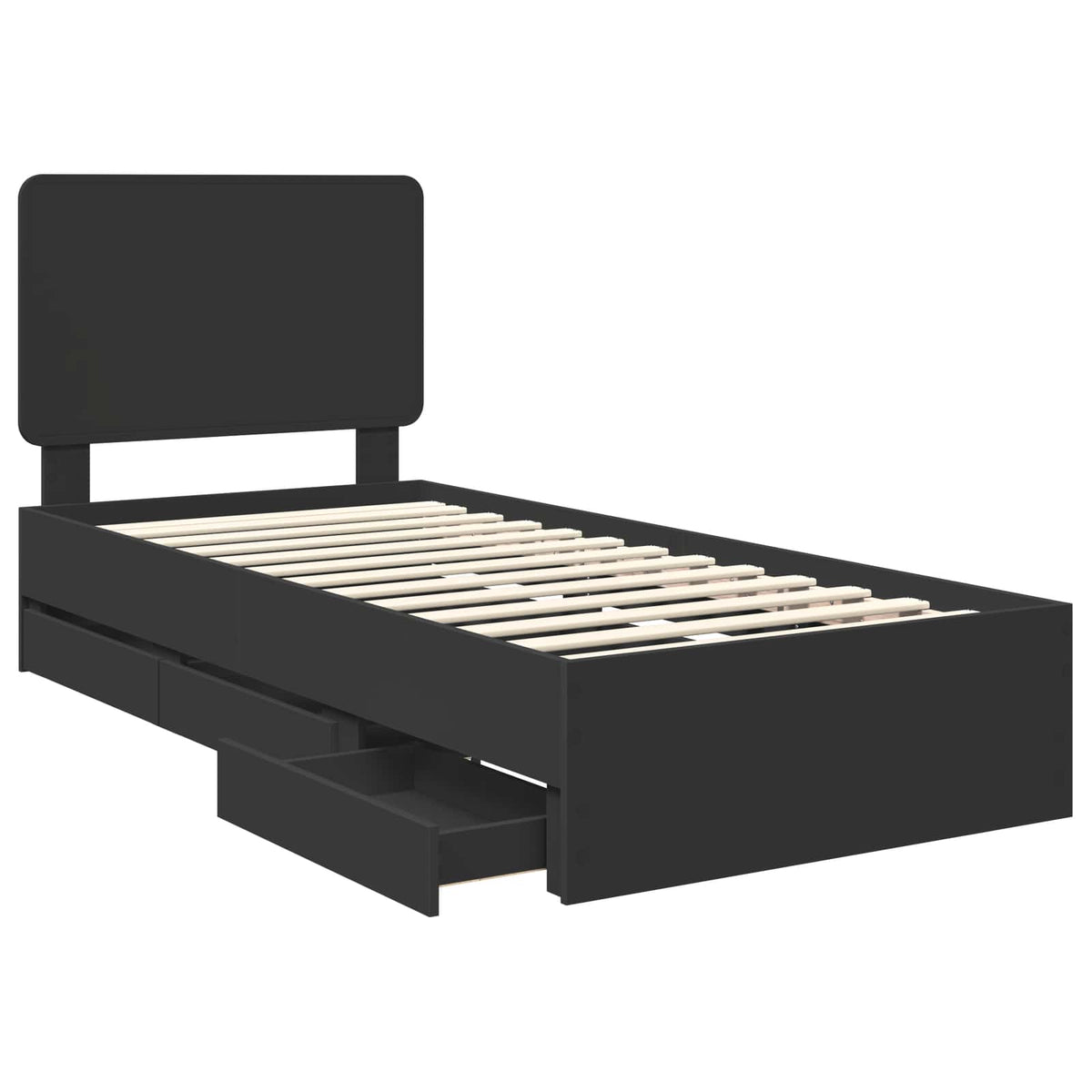Bed Frame with Drawer Engineer Wood Length 200 cm Black 100 cm