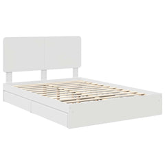 Storage Bed with Drawer Engineered Wood Length 200 cm White 140 cm