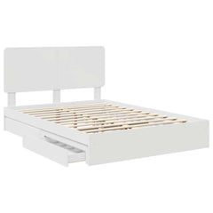 Storage Bed with Drawer Engineered Wood Length 200 cm White 140 cm