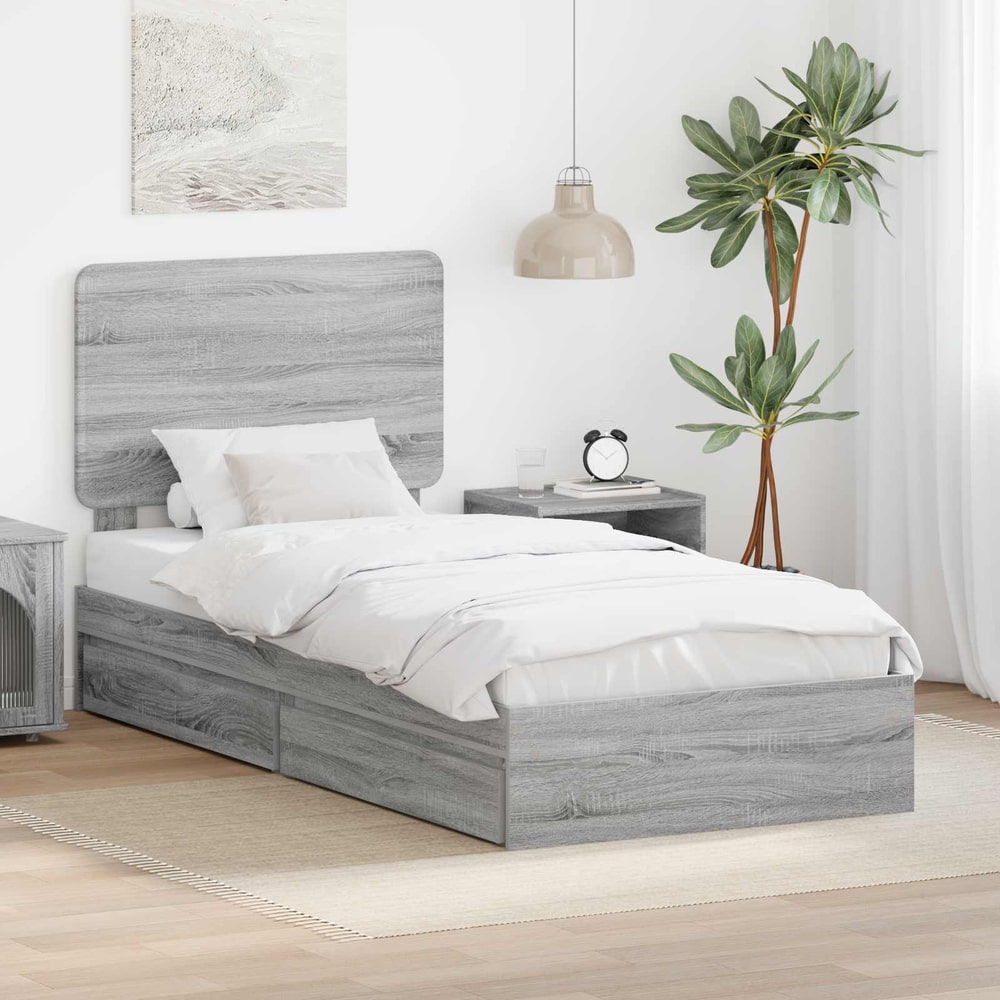 Storage Bed Engineered Wood Length Grey sonoma