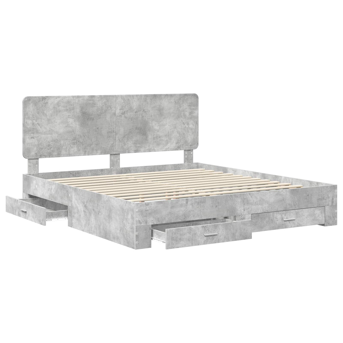 Bed Frame Engineered Wood Length 200 cm Concrete Grey 200 cm
