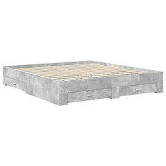 Bed Frame Engineered Wood Length 200 cm Concrete Grey 200 cm
