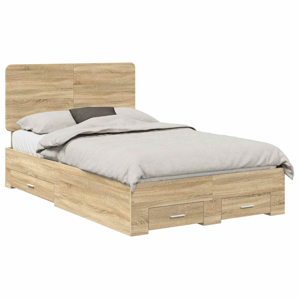 Bed Frame with Drawer 135 x 190 cm Engineered Wood Sonoma oak