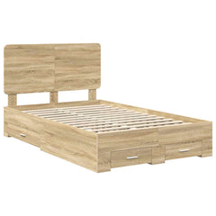 Bed Frame with Drawer 135 x 190 cm Engineered Wood Sonoma oak