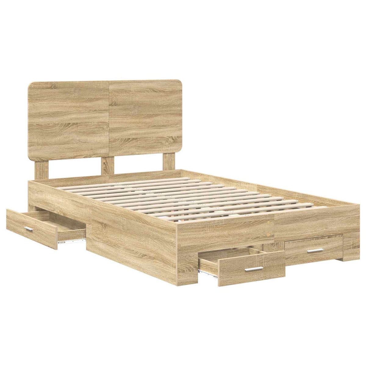 Bed Frame with Drawer 135 x 190 cm Engineered Wood Sonoma oak