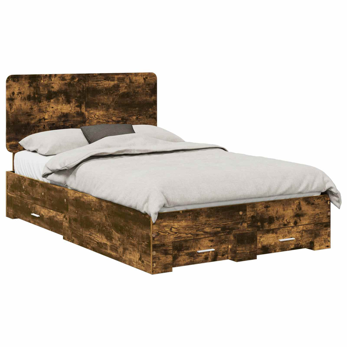Bed Frame with Drawer Engineered Wood Length 200 cm Smoked Oak 120 cm