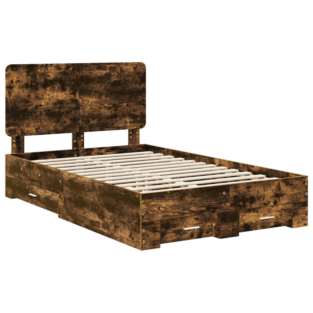 Bed Frame with Drawer Engineered Wood Length 200 cm Smoked Oak 120 cm
