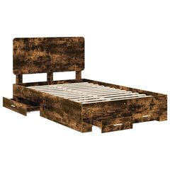 Bed Frame with Drawer Engineered Wood Length 200 cm Smoked Oak 120 cm
