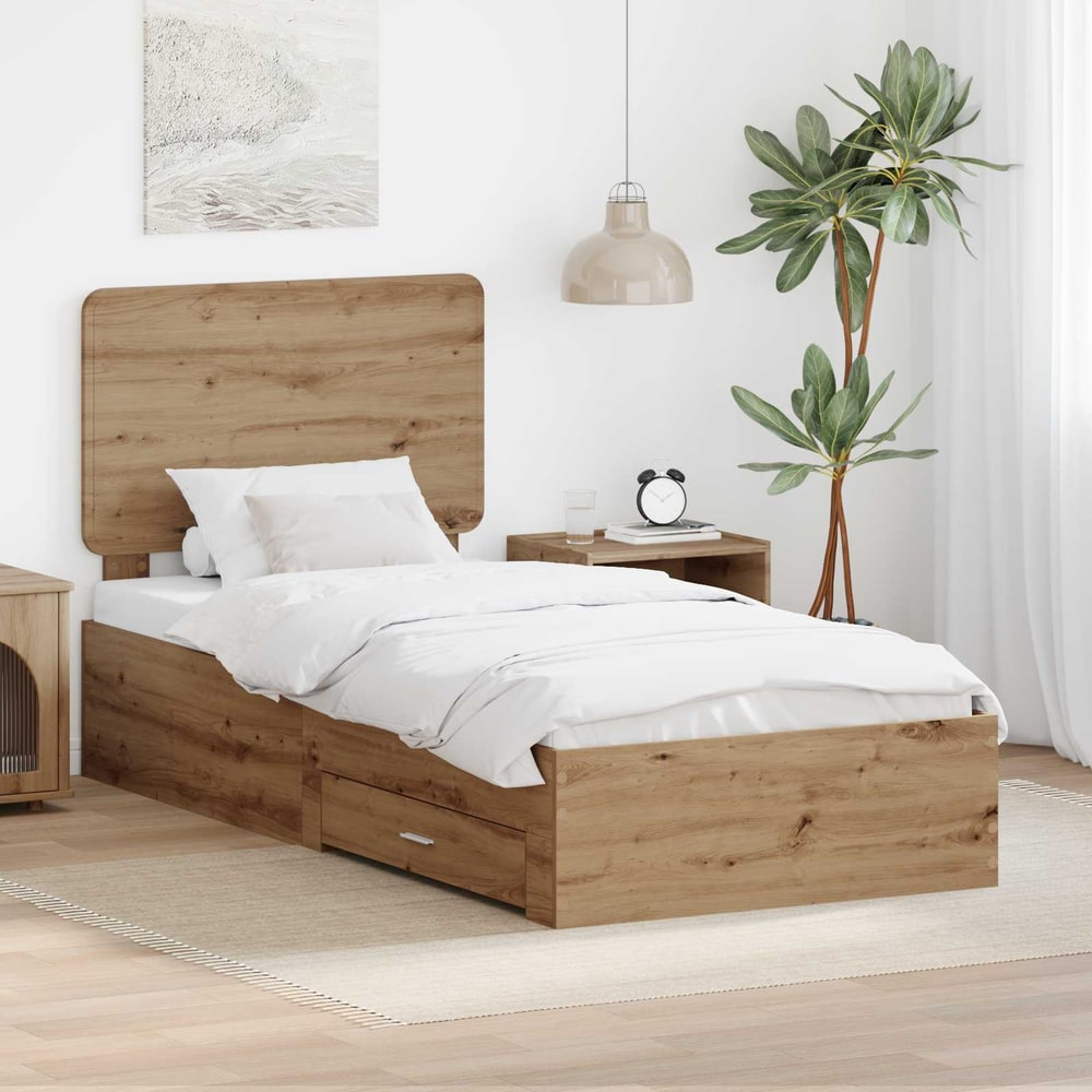 Bed Frame Drawer Engineered Wood Artisan oak