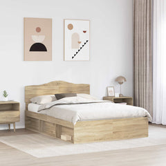 Bed Frame 140 x 190 cm Solid Pine Wood Sonoma oak